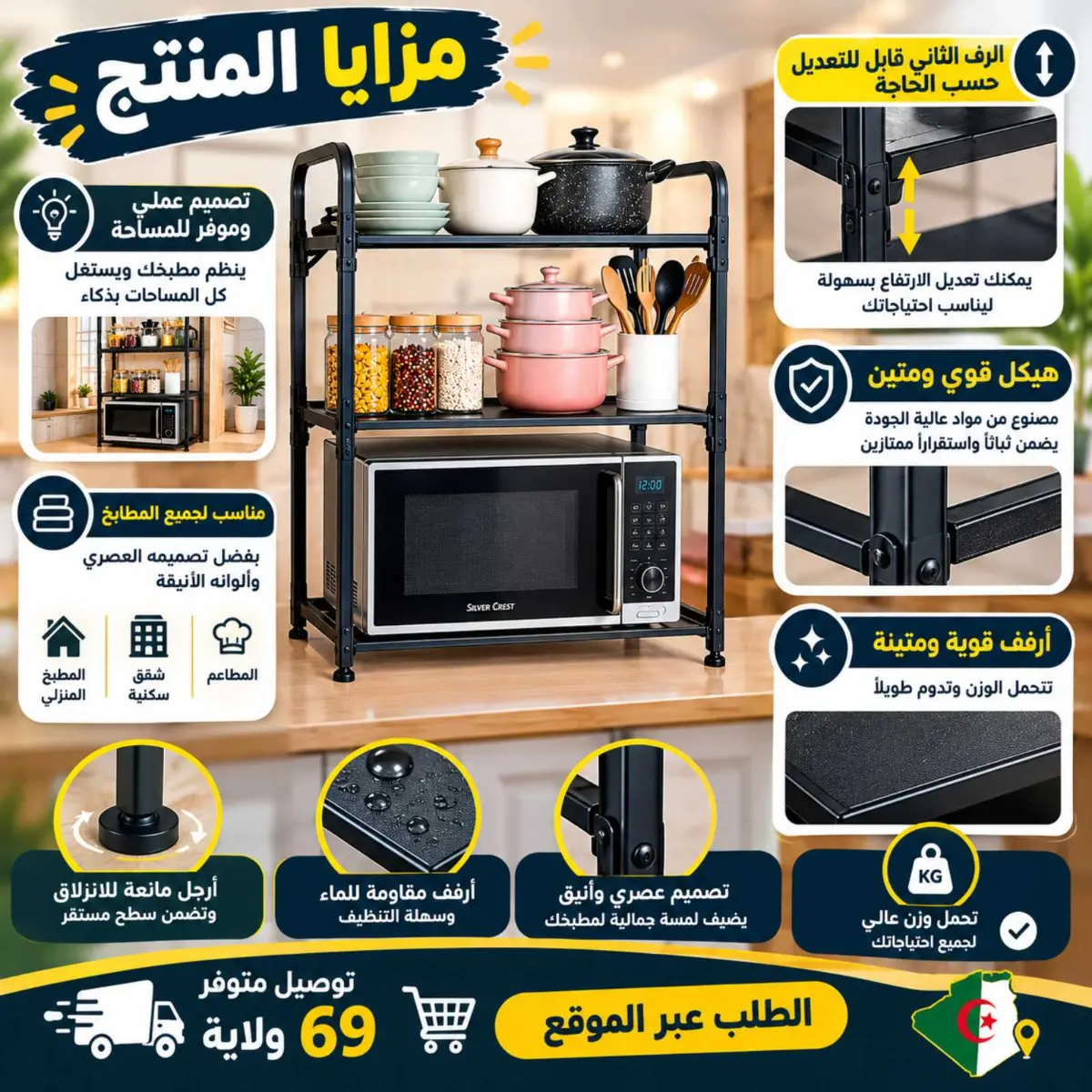 رف المايكروايف متعدد الاستعمالات - View 2